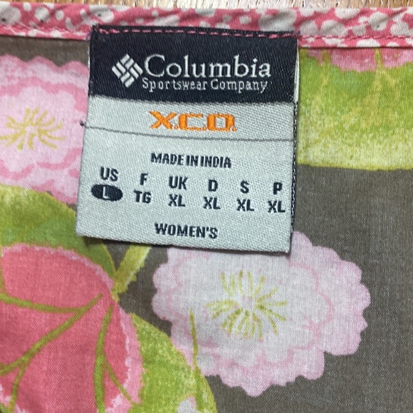 Columbia XCO taupe floral long sleeve v neck cinch tie waist tunic size L - Picture 7 of 8